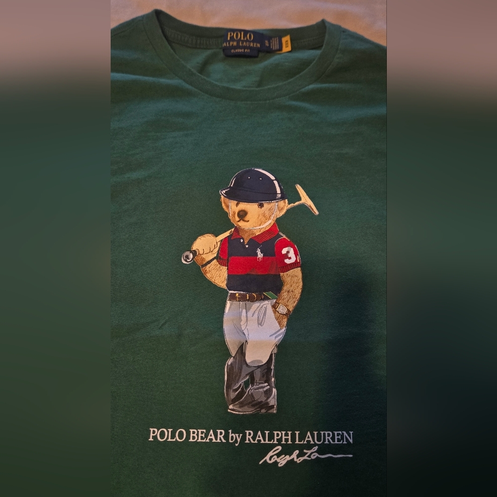 Ralph Lauren Green Tee with Polo Bear Design